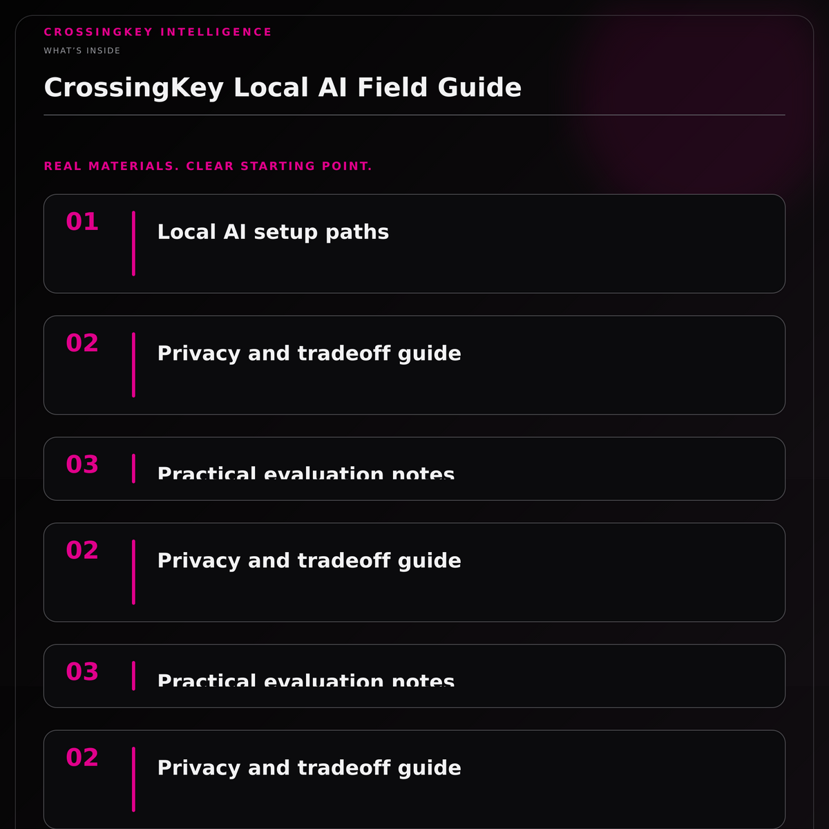 CrossingKey Local AI Field Guide — What’s Inside