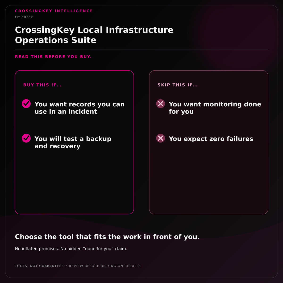 CrossingKey Local Infrastructure Operations Suite — Fit Check
