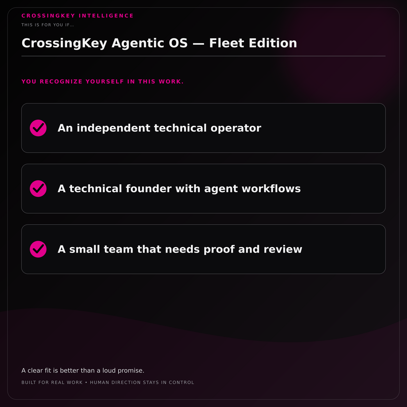 CrossingKey Agentic OS — Fleet Edition — This Is for You If