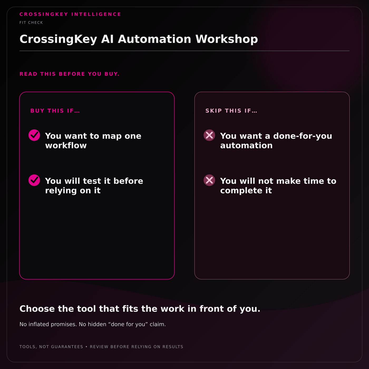 CrossingKey AI Automation Workshop — Fit Check
