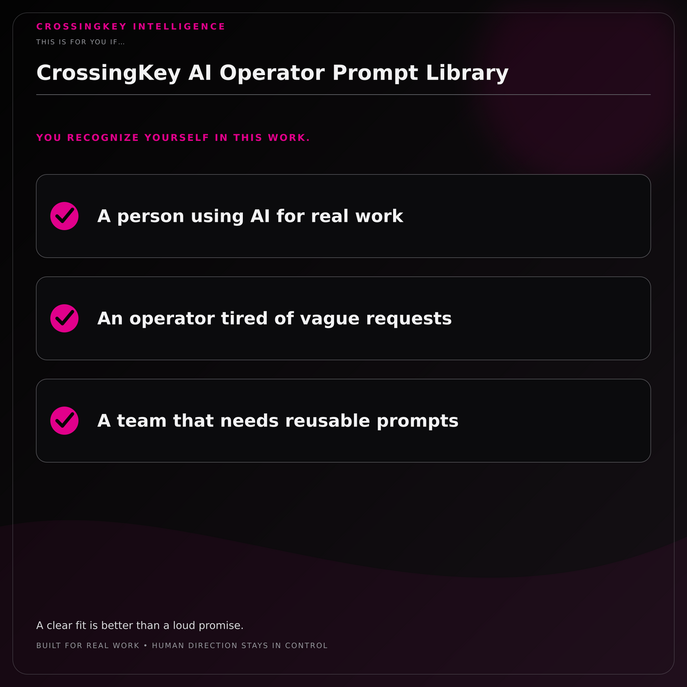 CrossingKey AI Operator Prompt Library — This Is for You If