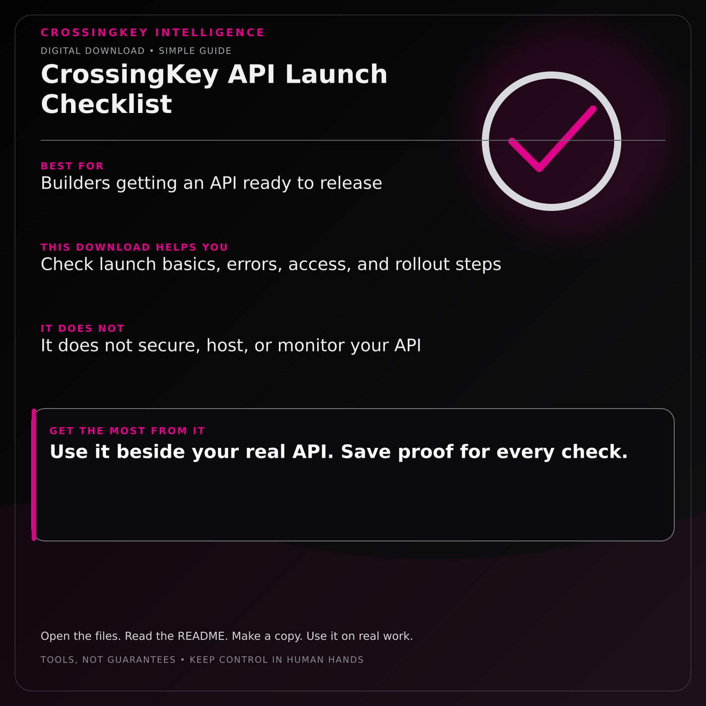 CrossingKey API Launch Checklist — CrossingKey buyer guide