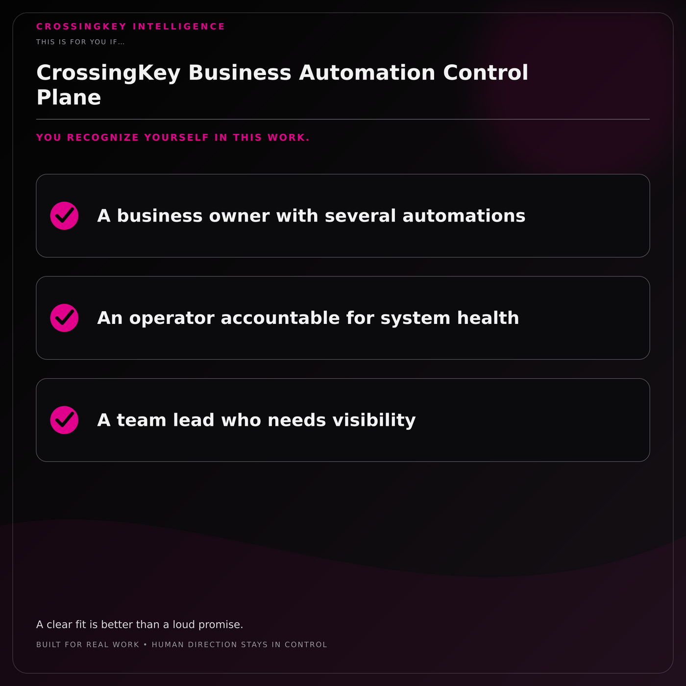 CrossingKey Business Automation Control Plane — This Is for You If