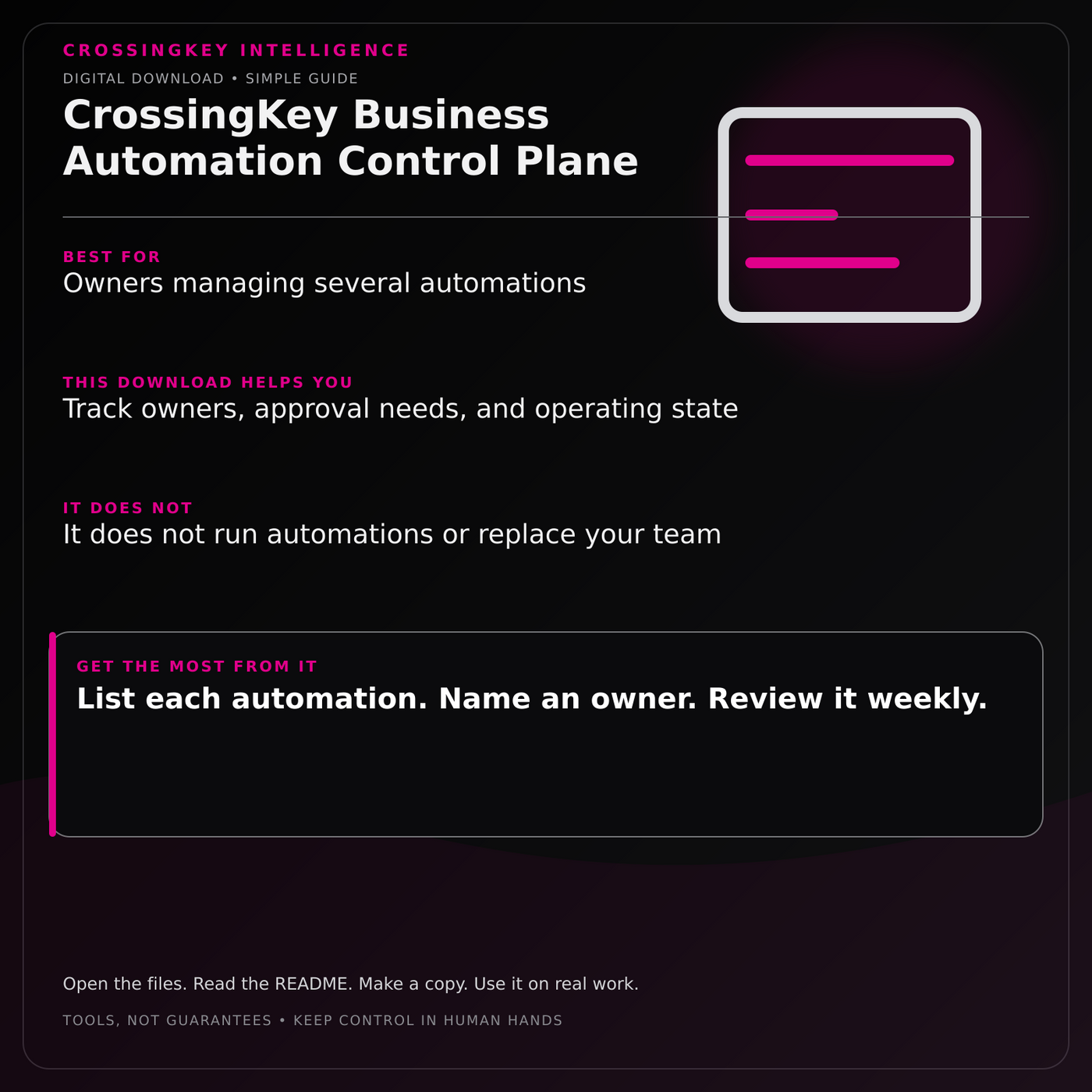 CrossingKey Business Automation Control Plane — CrossingKey buyer guide