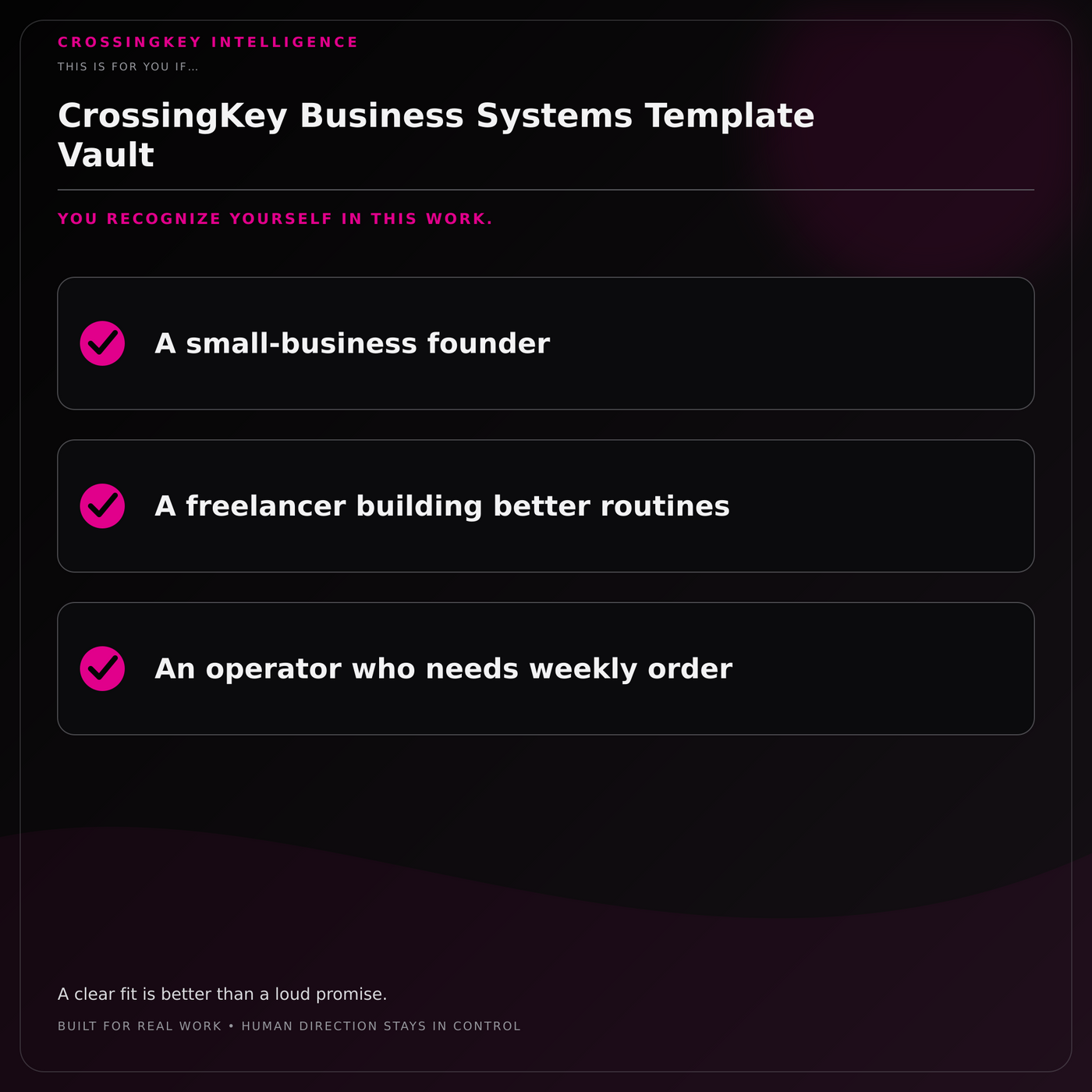 CrossingKey Business Systems Template Vault — This Is for You If
