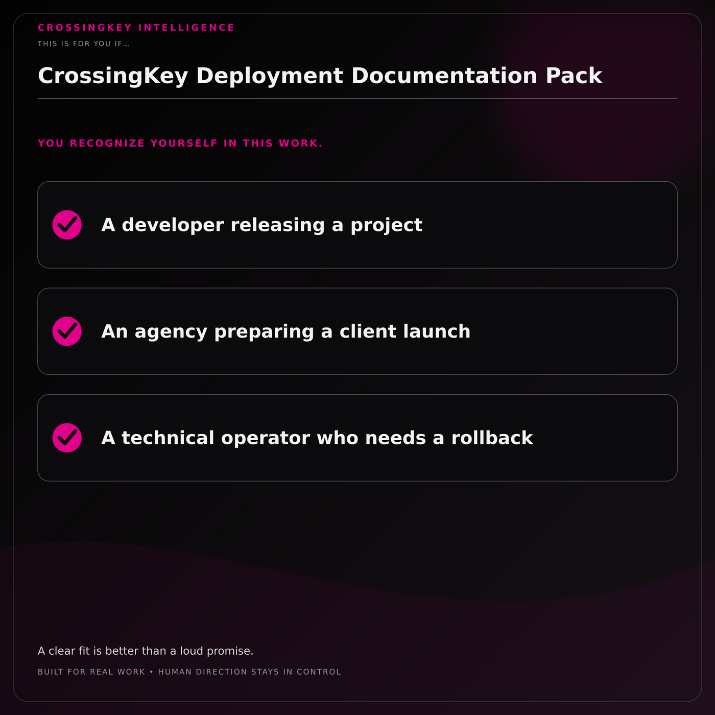 CrossingKey Deployment Documentation Pack — This Is for You If
