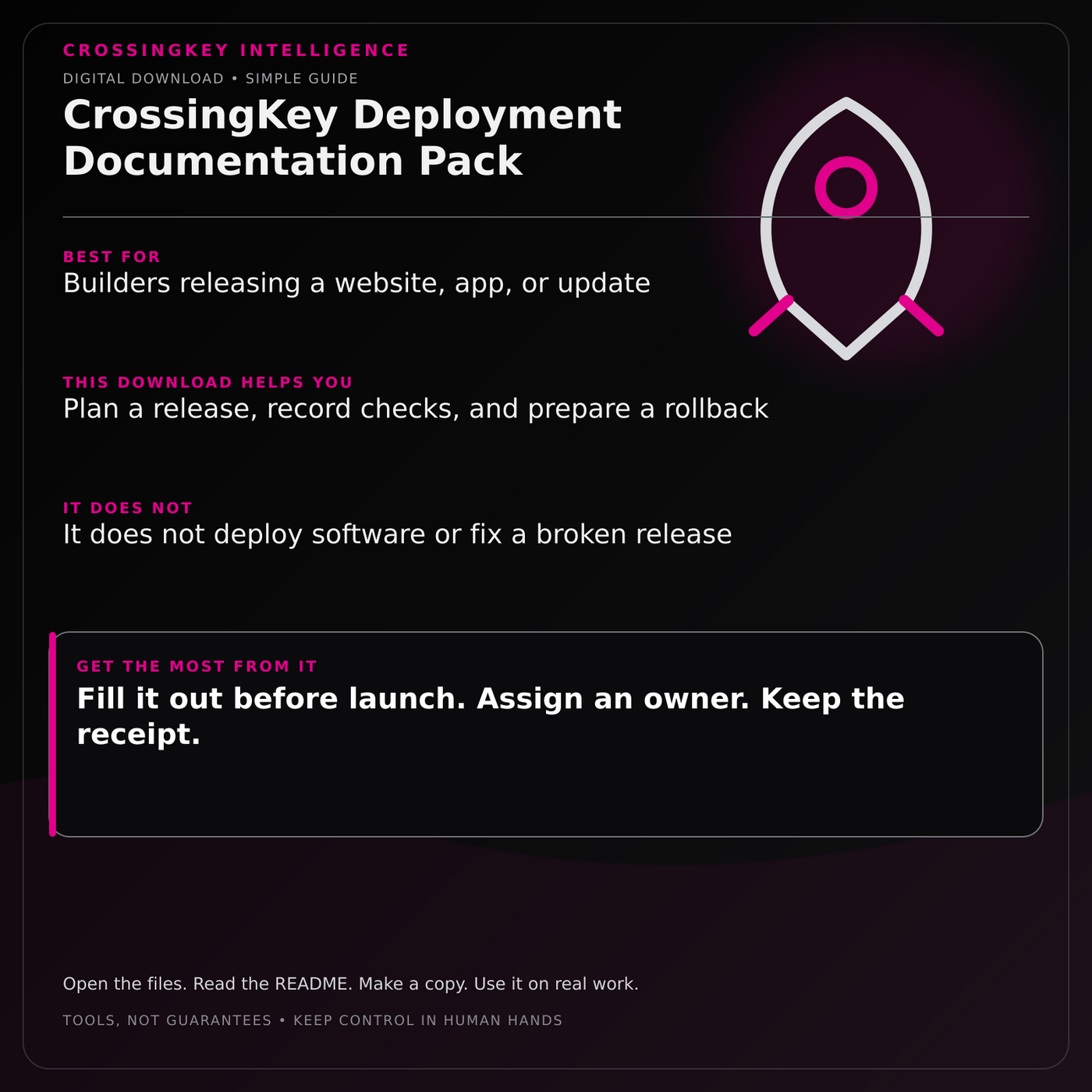 CrossingKey Deployment Documentation Pack — CrossingKey buyer guide