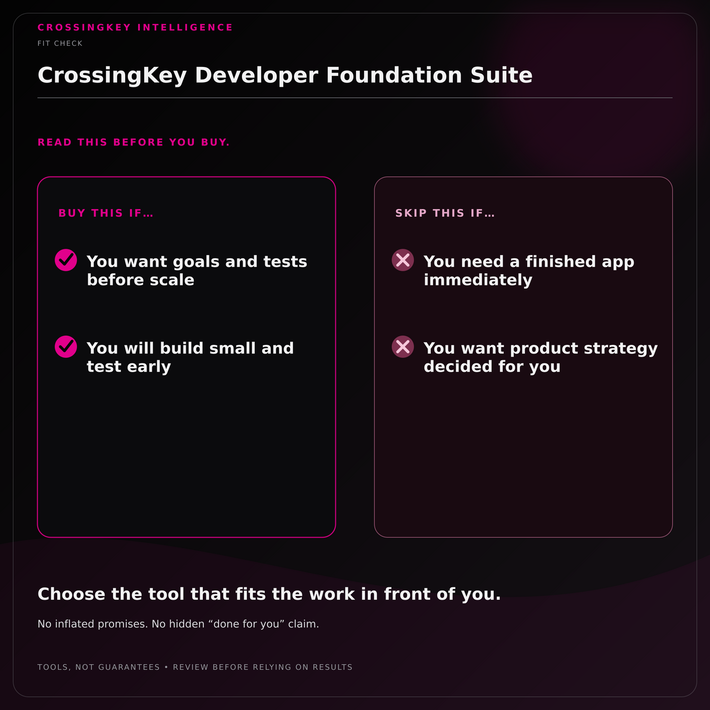 CrossingKey Developer Foundation Suite — Fit Check
