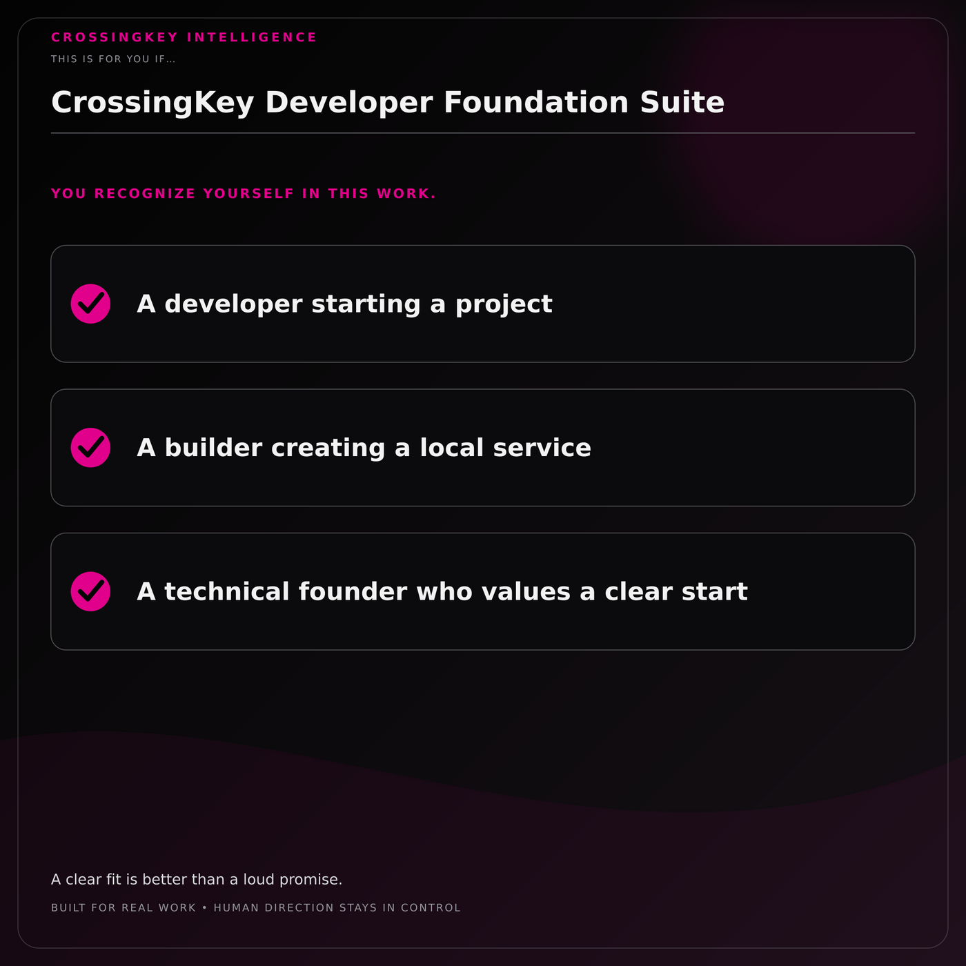 CrossingKey Developer Foundation Suite — This Is for You If