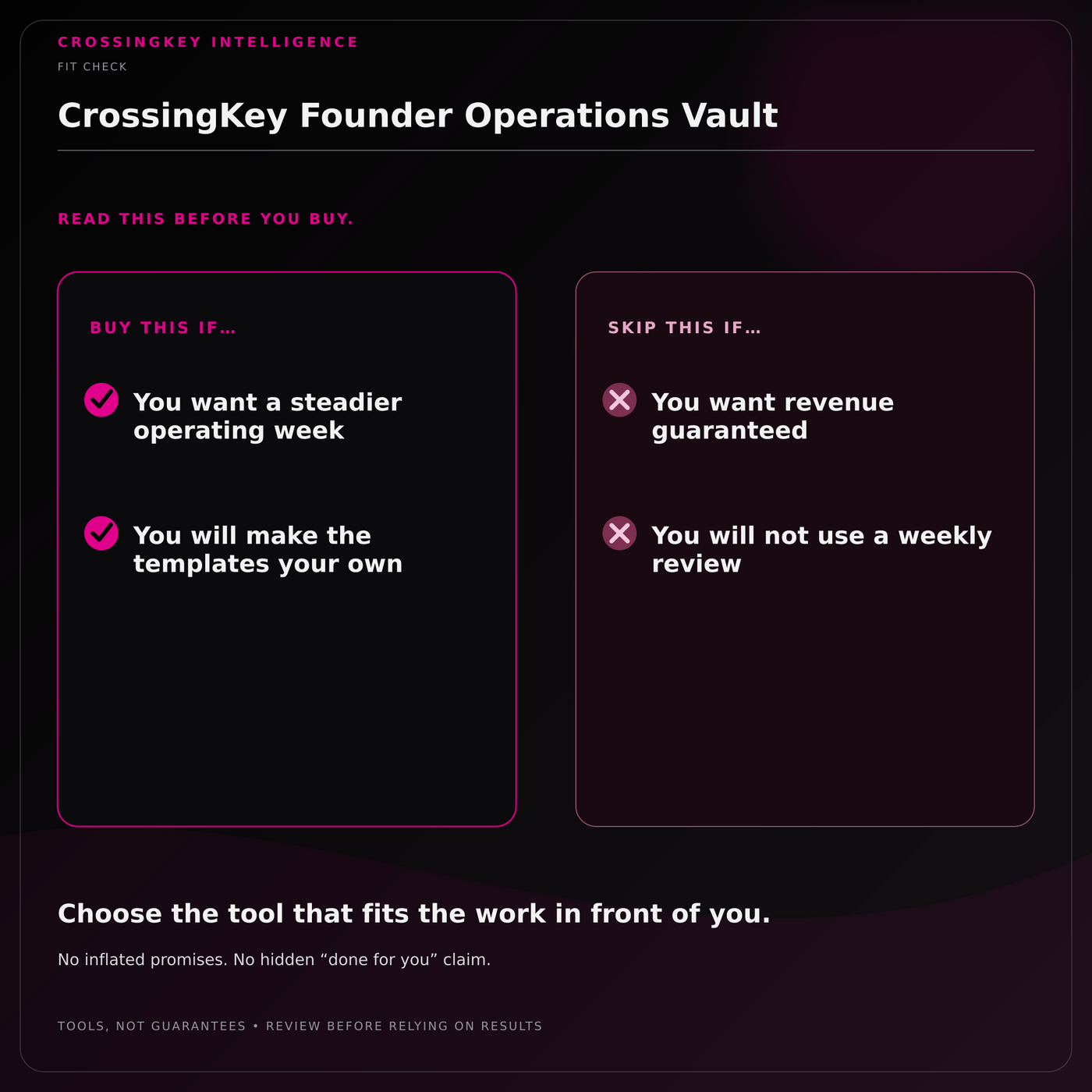 CrossingKey Founder Operations Vault — Fit Check