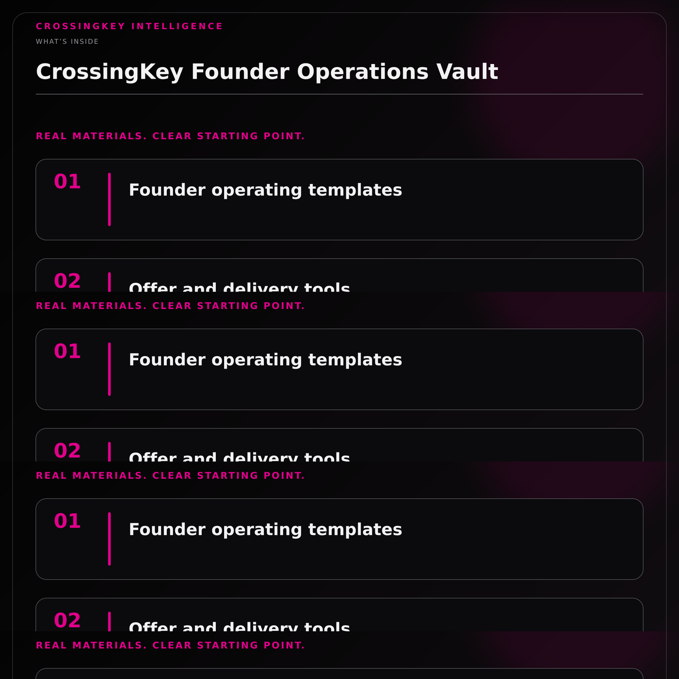 CrossingKey Founder Operations Vault — What’s Inside