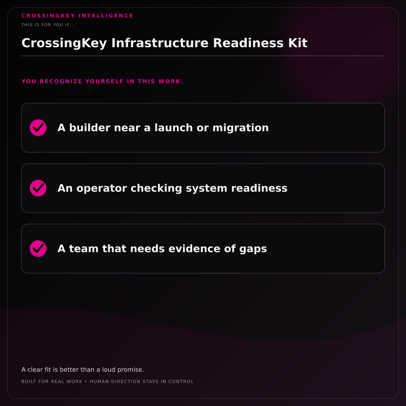 CrossingKey Infrastructure Readiness Kit — This Is for You If