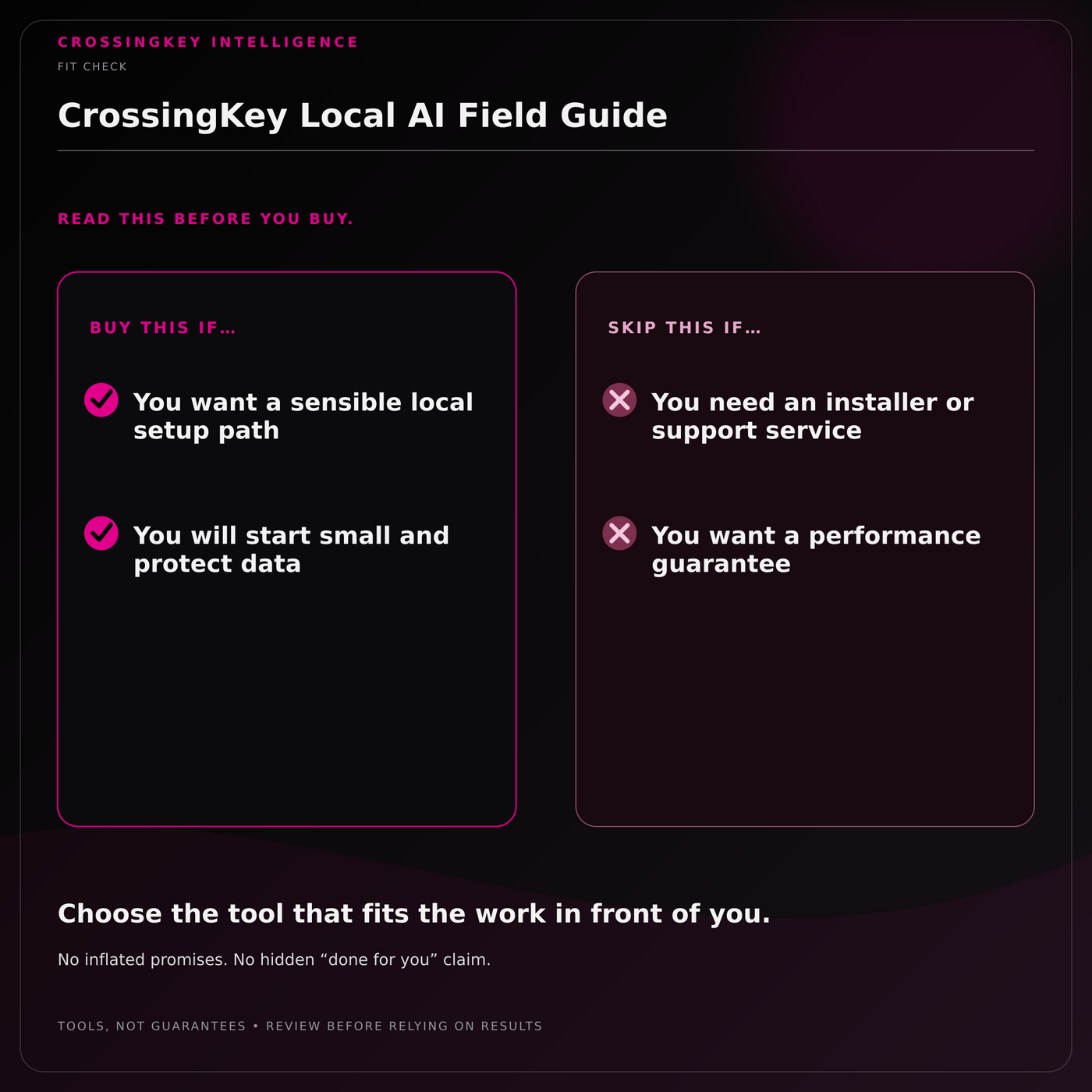 CrossingKey Local AI Field Guide — Fit Check