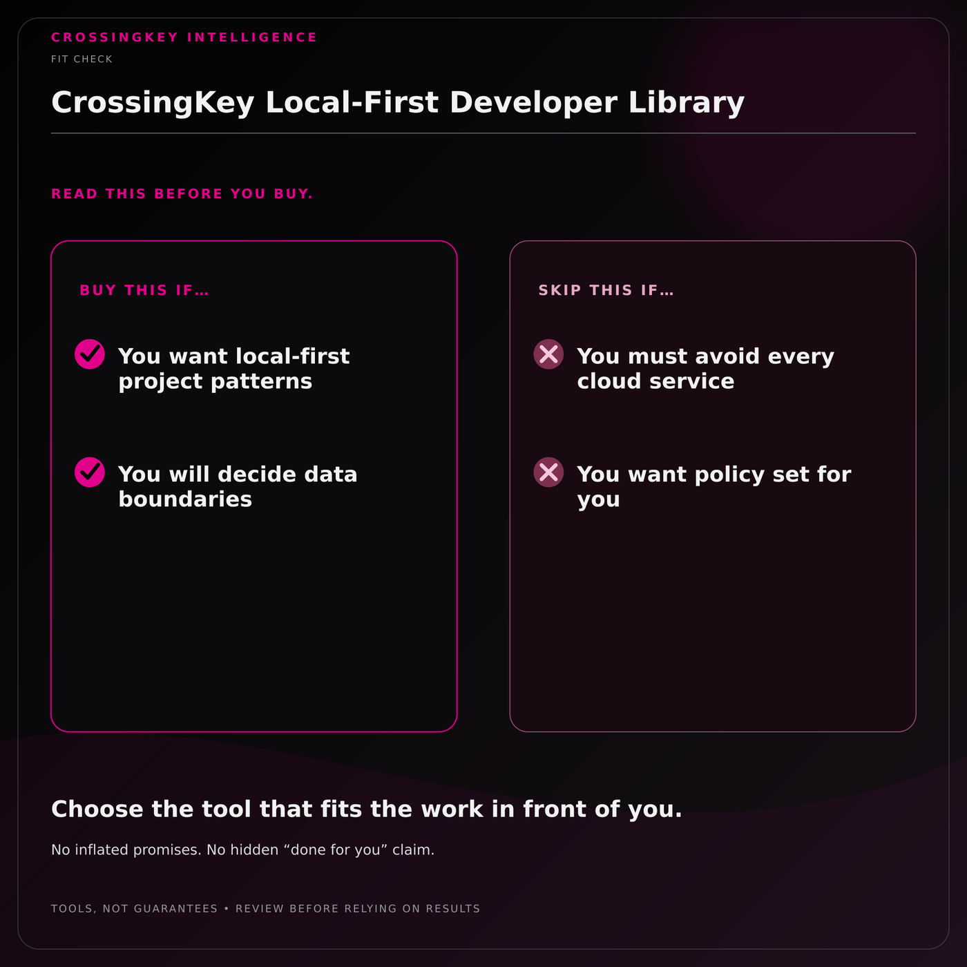 CrossingKey Local-First Developer Library — Fit Check