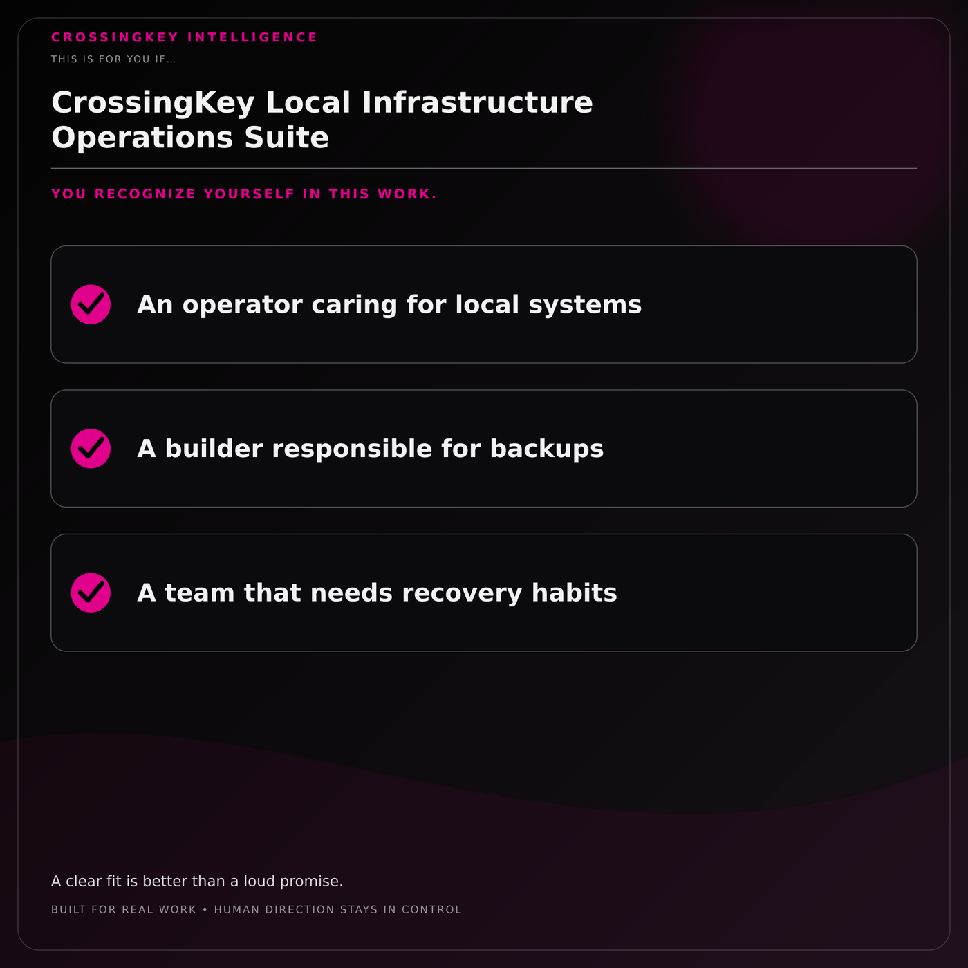 CrossingKey Local Infrastructure Operations Suite — This Is for You If
