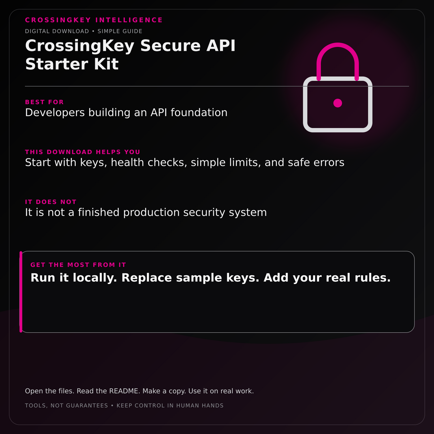 CrossingKey Secure API Starter Kit — CrossingKey buyer guide