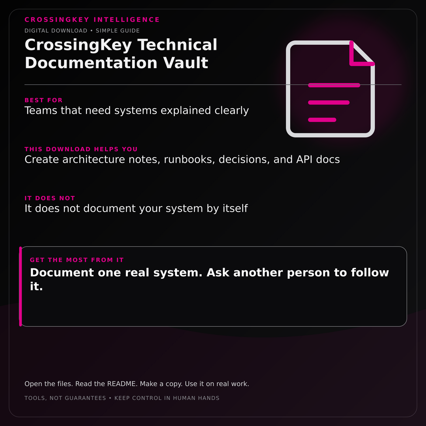 CrossingKey Technical Documentation Vault — CrossingKey buyer guide