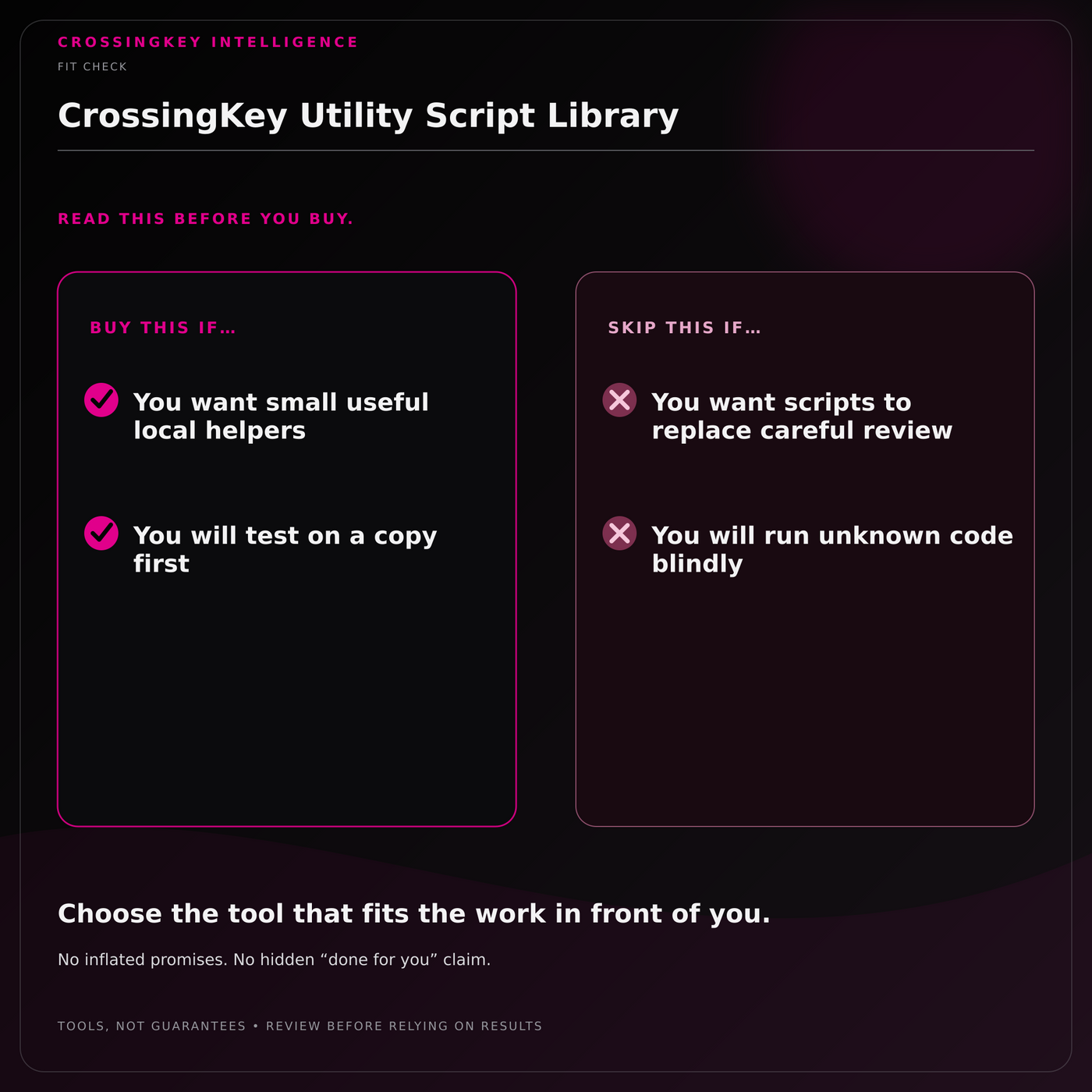 CrossingKey Utility Script Library — Fit Check